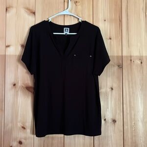 Black V-Neck Women's Top